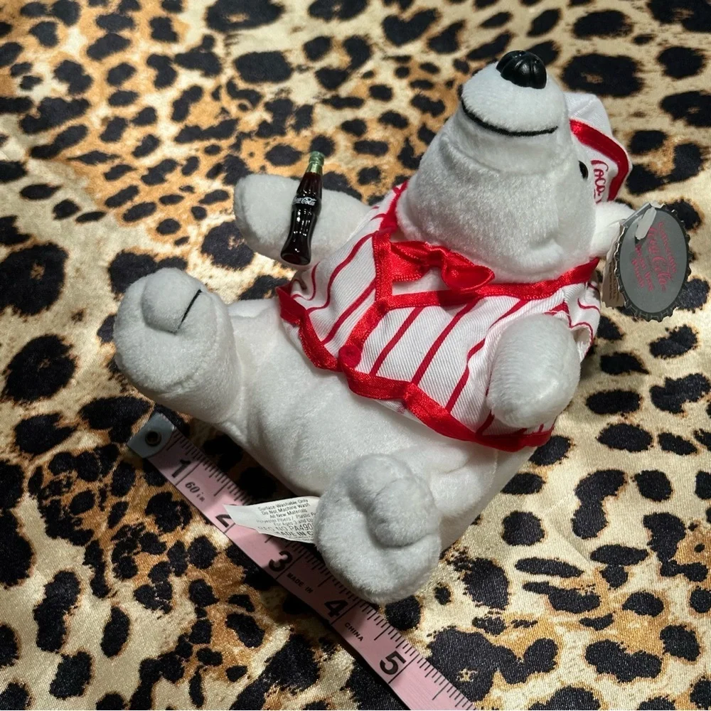 Vintage 1998 Coca-Cola Polar Bear Soda Fountain Outfit Bean Bag Plush